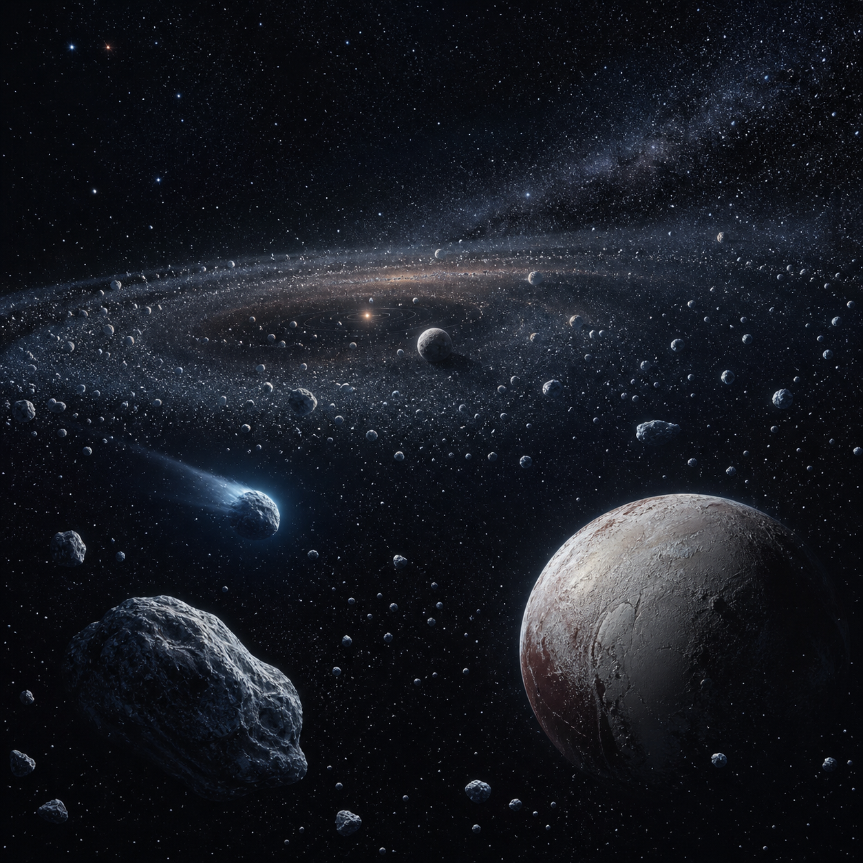 Icy dwarf worlds and comets beyond Neptune