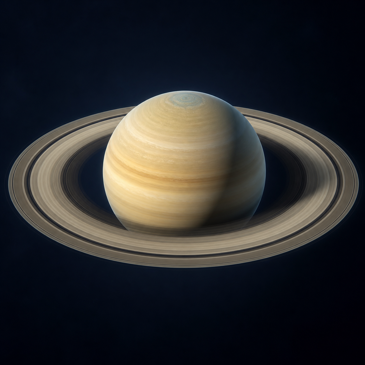 The complete planet Saturn and its entire ring system