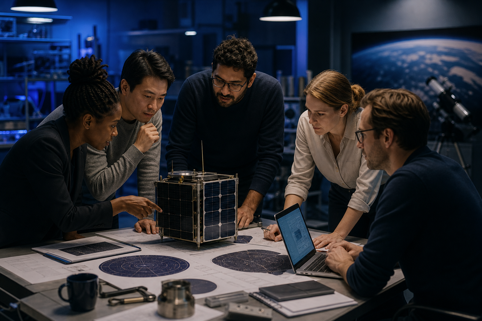 International Space Lovers Club members collaborating on a citizen satellite project
