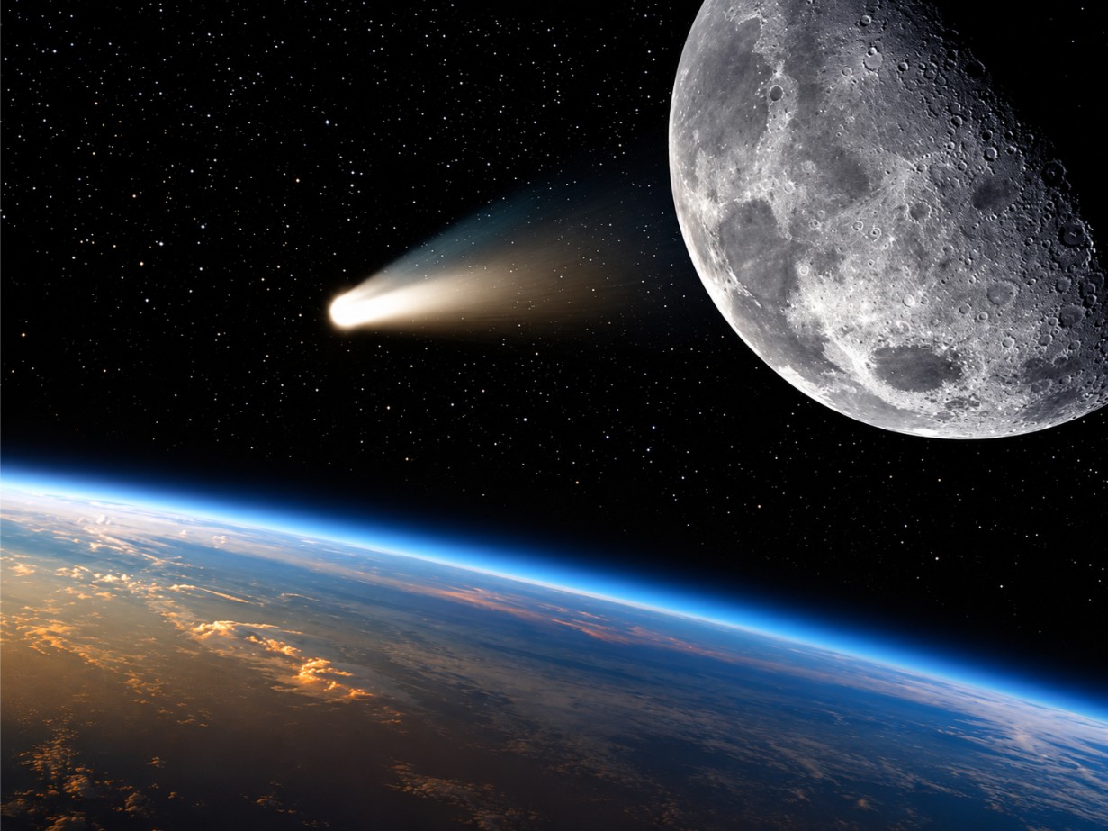 Detailed view of an active comet