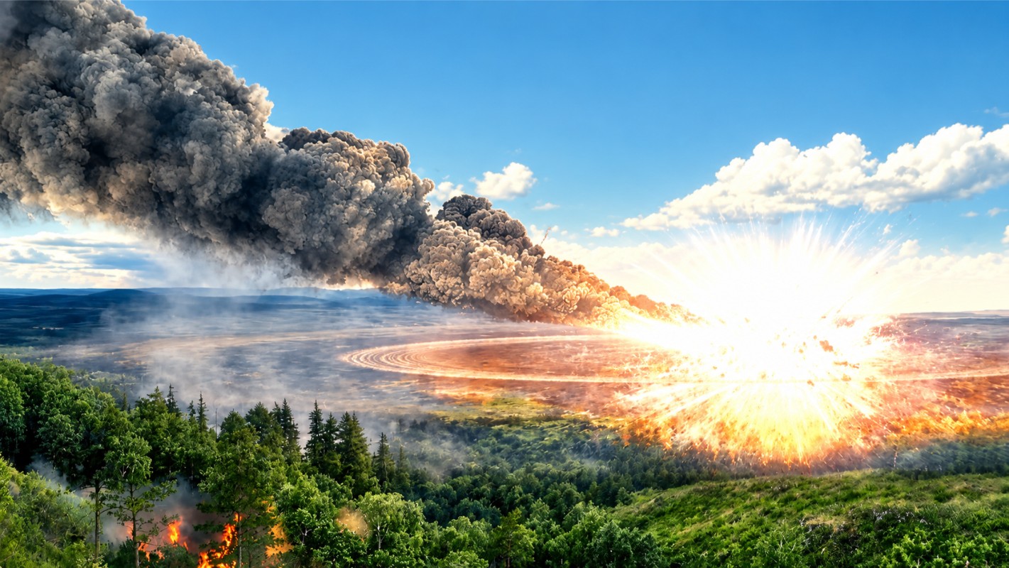 Artistic interpretation of the 1908 Tunguska airburst